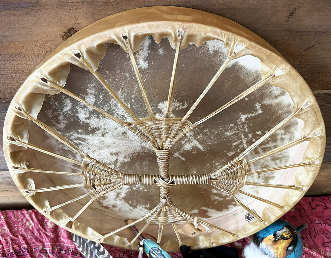 22" Buffalo Shamanic Drum 4 Way Cross