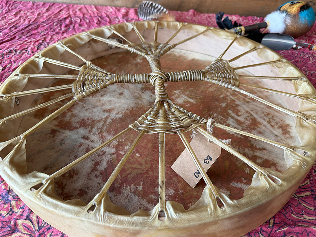 22" Buffalo Shamanic Drum 4 Way Cross