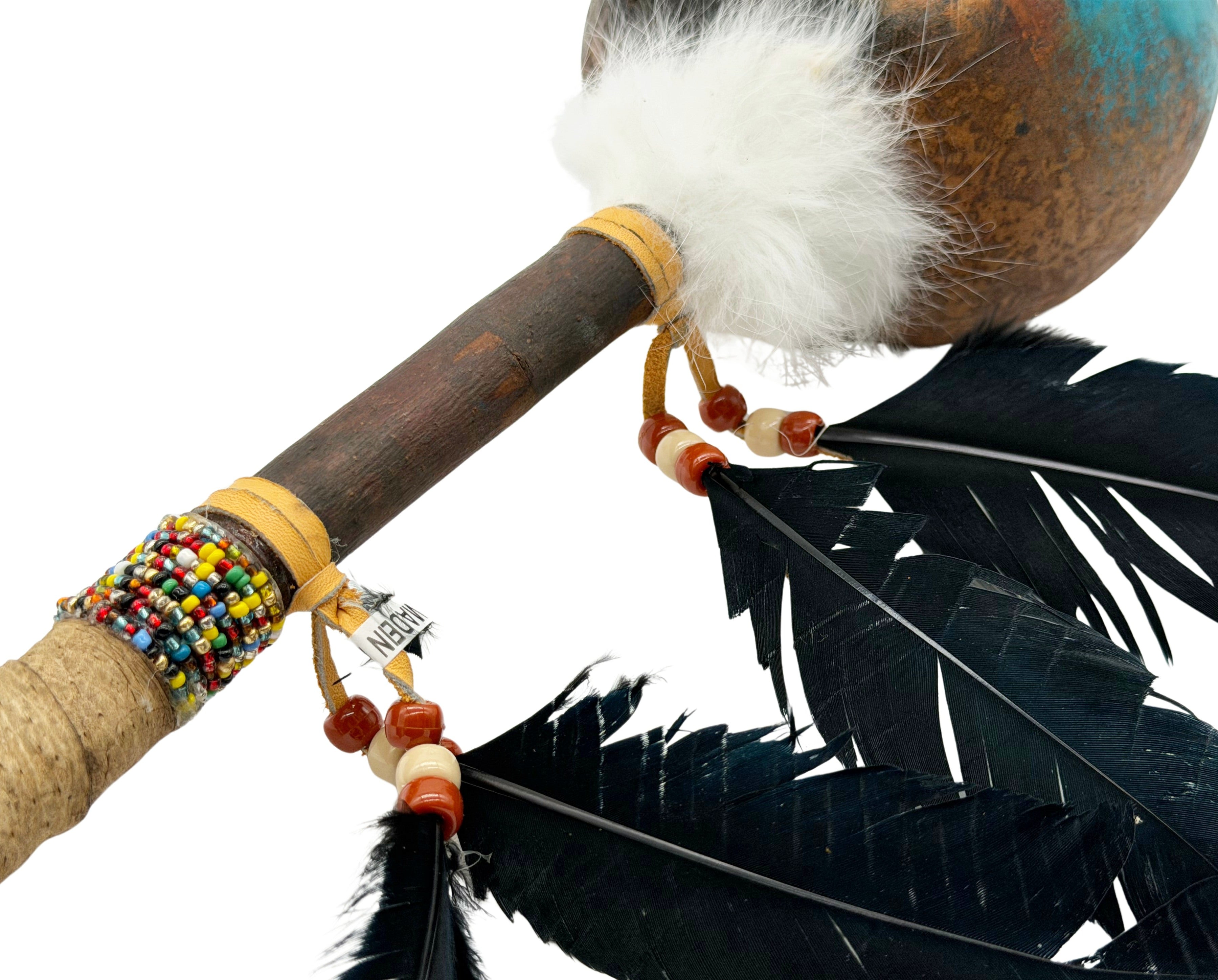 Mexican Hand Painted HORSE Shamanic Gourde Rattle