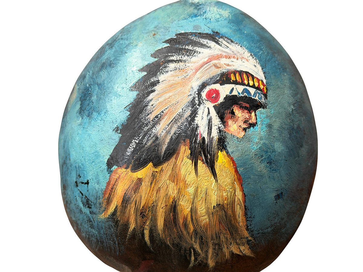Mexican Hand Painted NATIVE INDIAN Shamanic Gourde Rattle