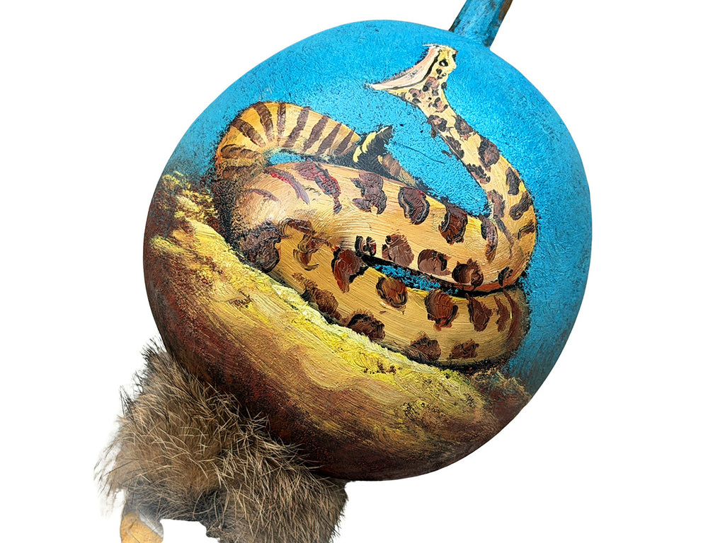Mexican Hand Painted SNAKE Shamanic Gourde Rattle