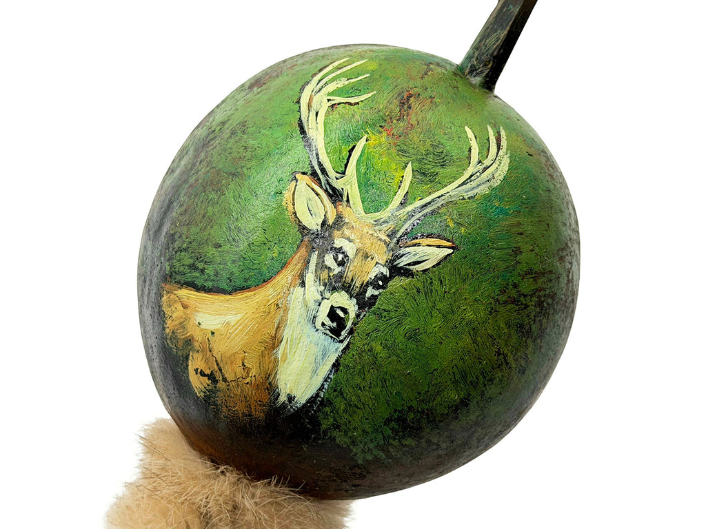 Mexican Hand Painted STAG Shamanic Gourde Rattle