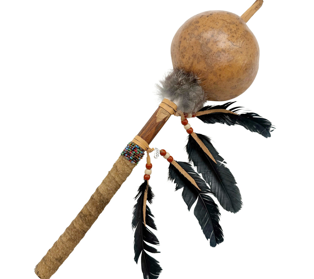 Mexican Unpainted Gourde ROUND Shamanic Rattle