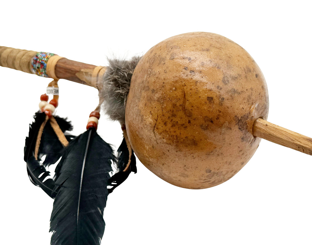 Mexican Unpainted Gourde ROUND Shamanic Rattle
