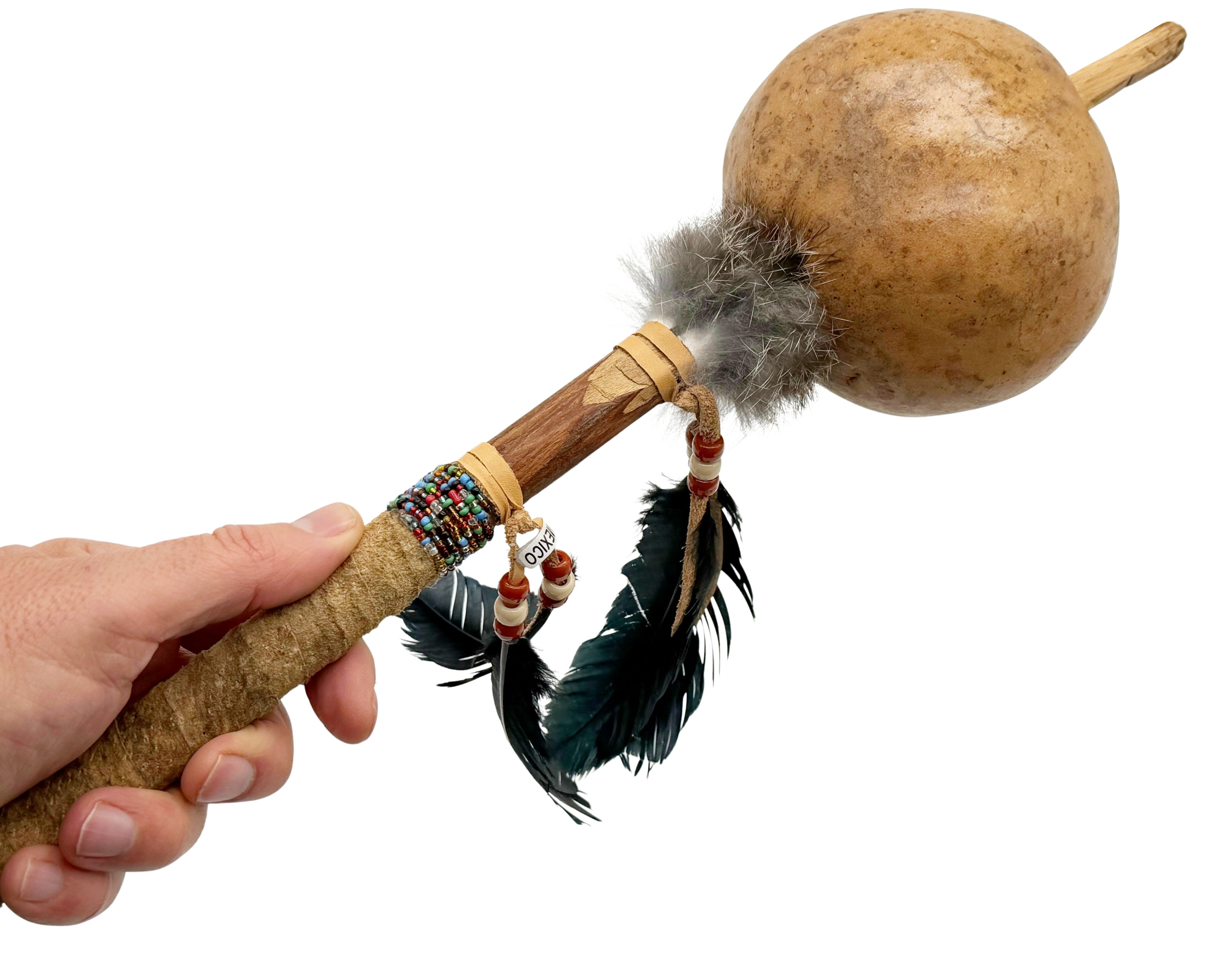 Mexican Unpainted Gourde ROUND Shamanic Rattle