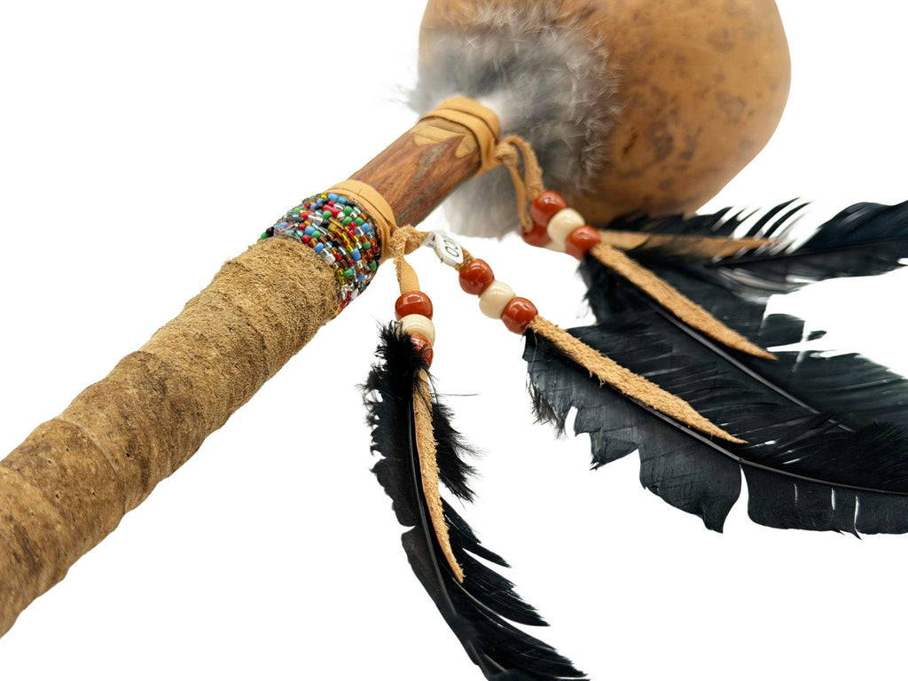 Mexican Unpainted Gourde ROUND Shamanic Rattle