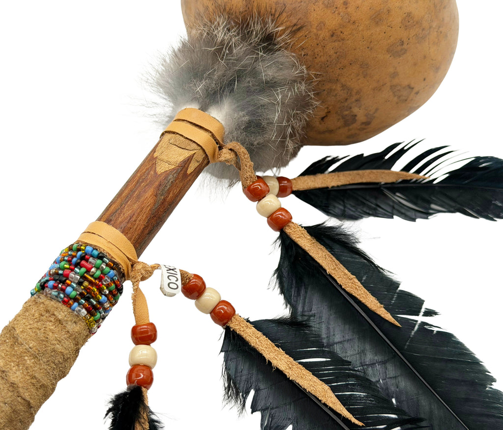 Mexican Unpainted Gourde ROUND Shamanic Rattle
