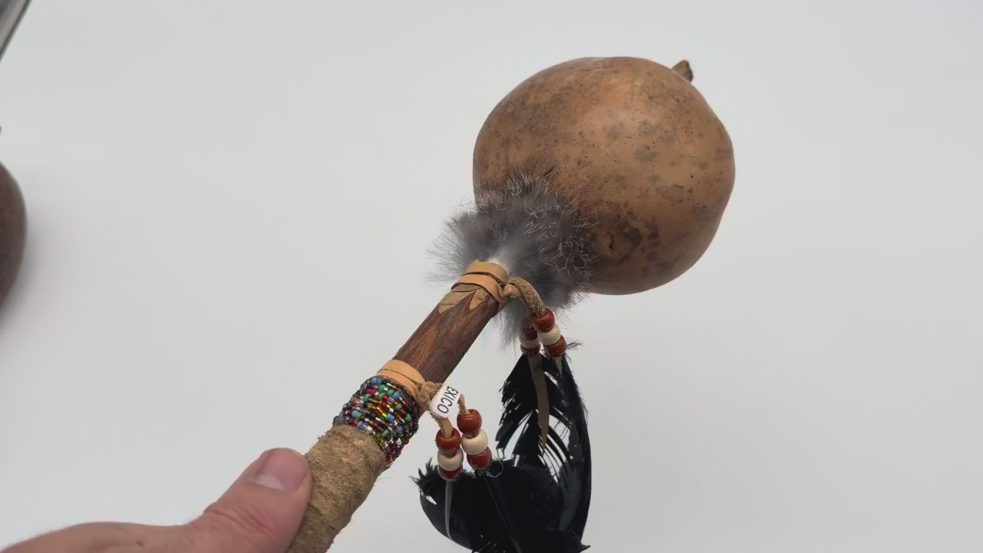 Mexican Unpainted Gourde ROUND Shamanic Rattle