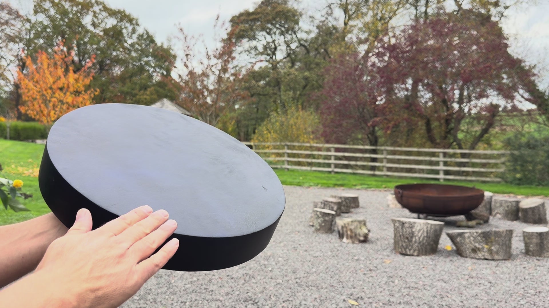 16" Buffalo Shamanic Drum Hybrid Spiral Cross