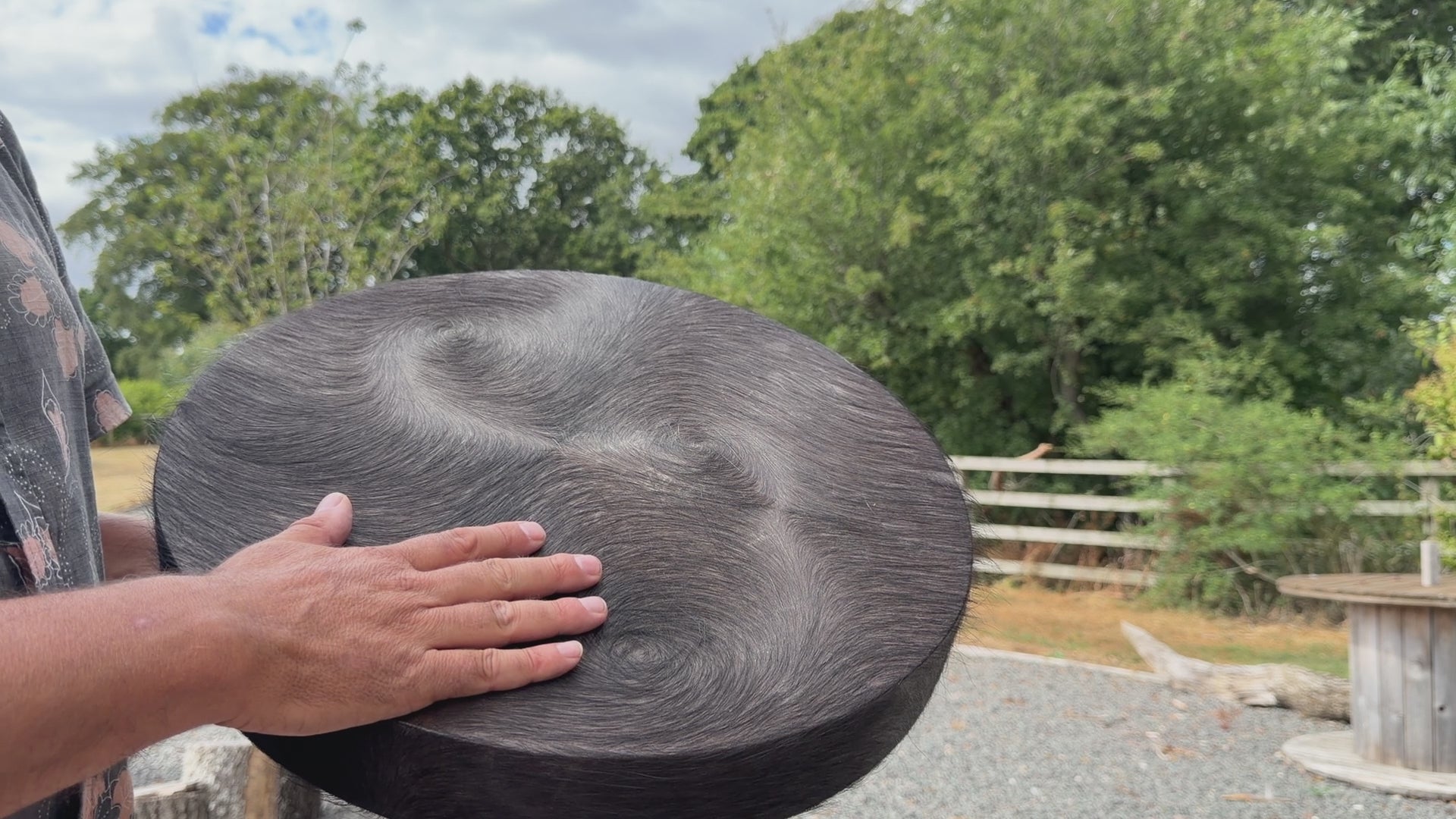 18" Buffalo Shamanic Drum Falcon Lace