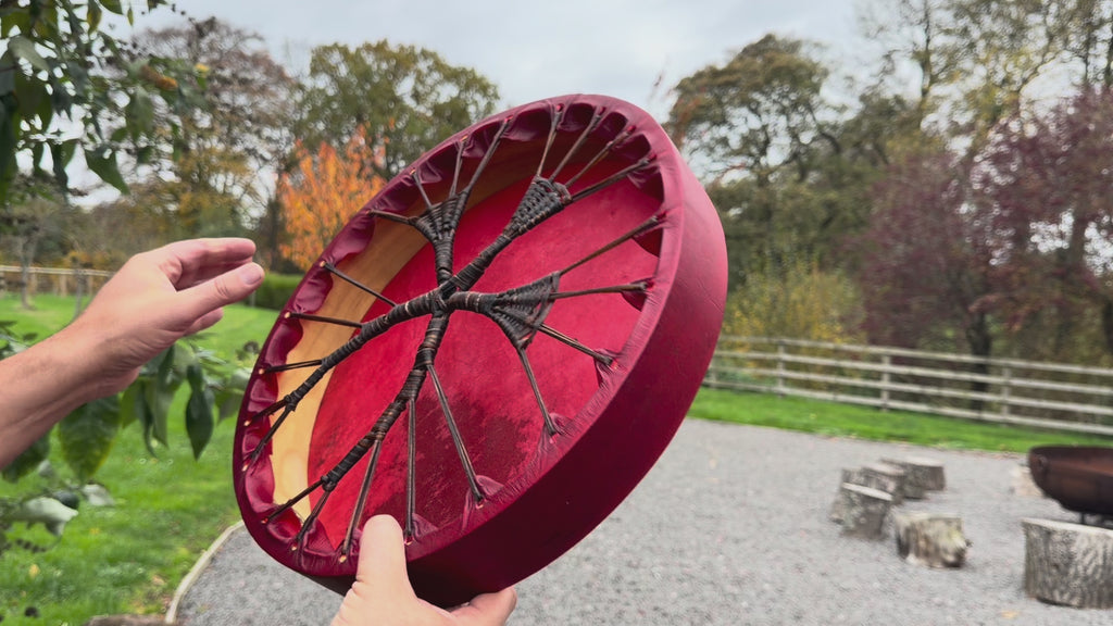 16" Buffalo Shamanic Drum Ankh Lace