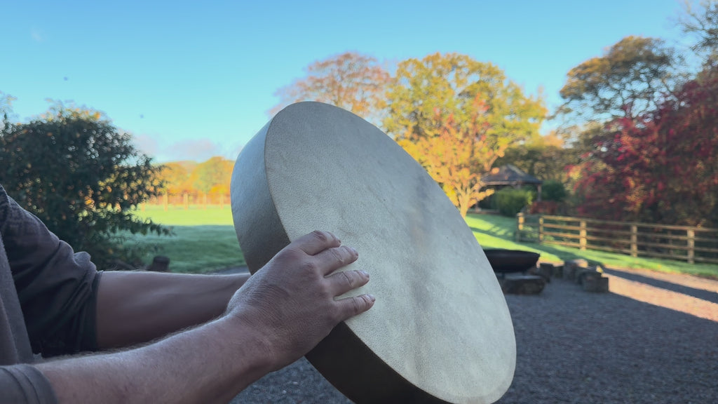 18" Buffalo Shamanic Drum Four Palm Lace