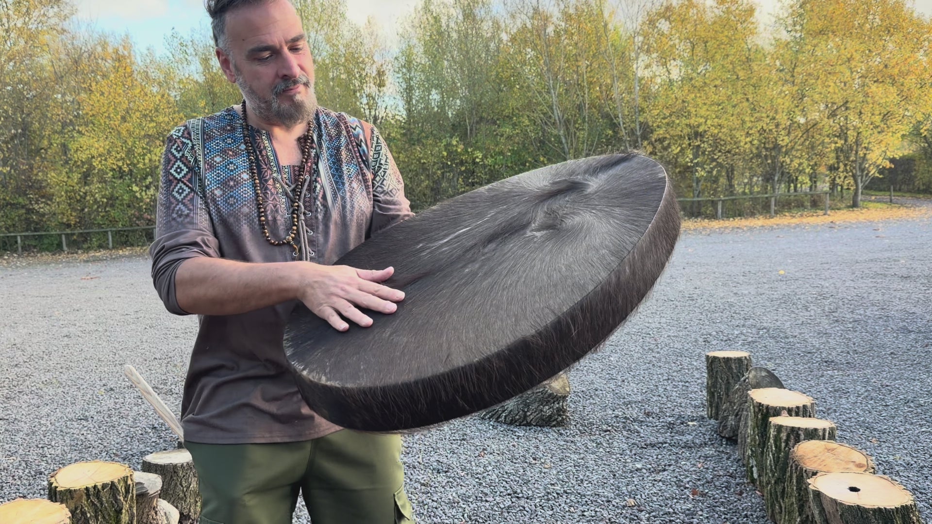 28" Oval Buffalo Shamanic Drum Ankh