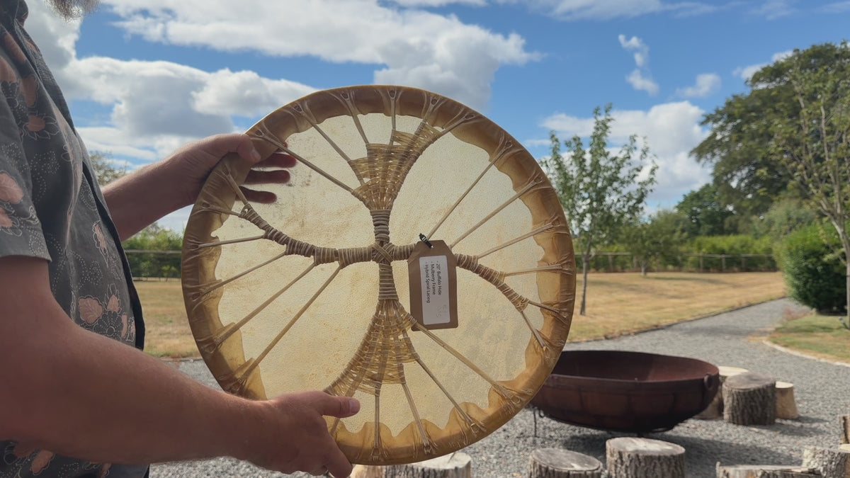 20" Buffalo Shamanic Drum with Hybrid Spiral Lace