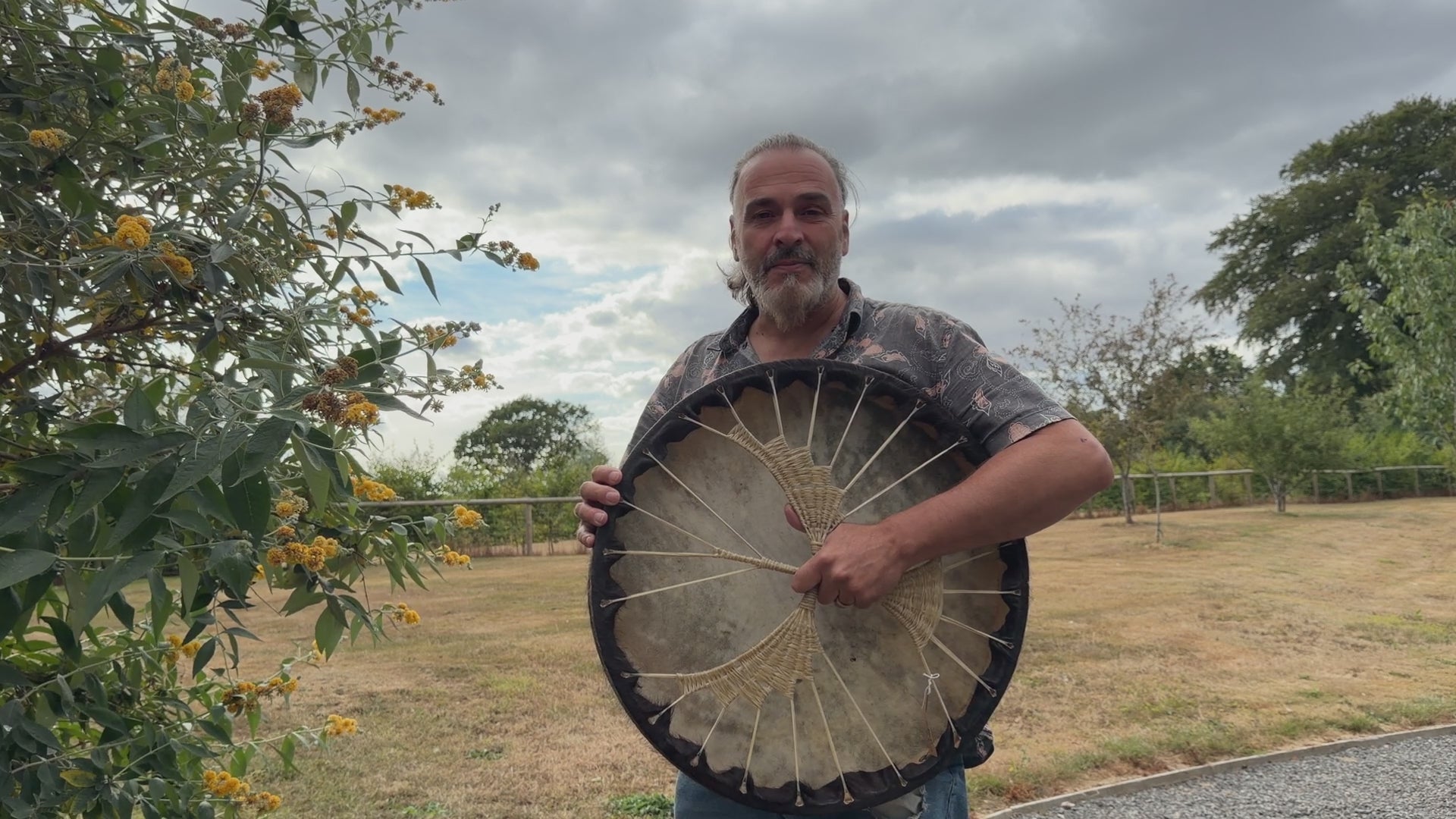 22" Buffalo Shamanic Drum Falcon Lace