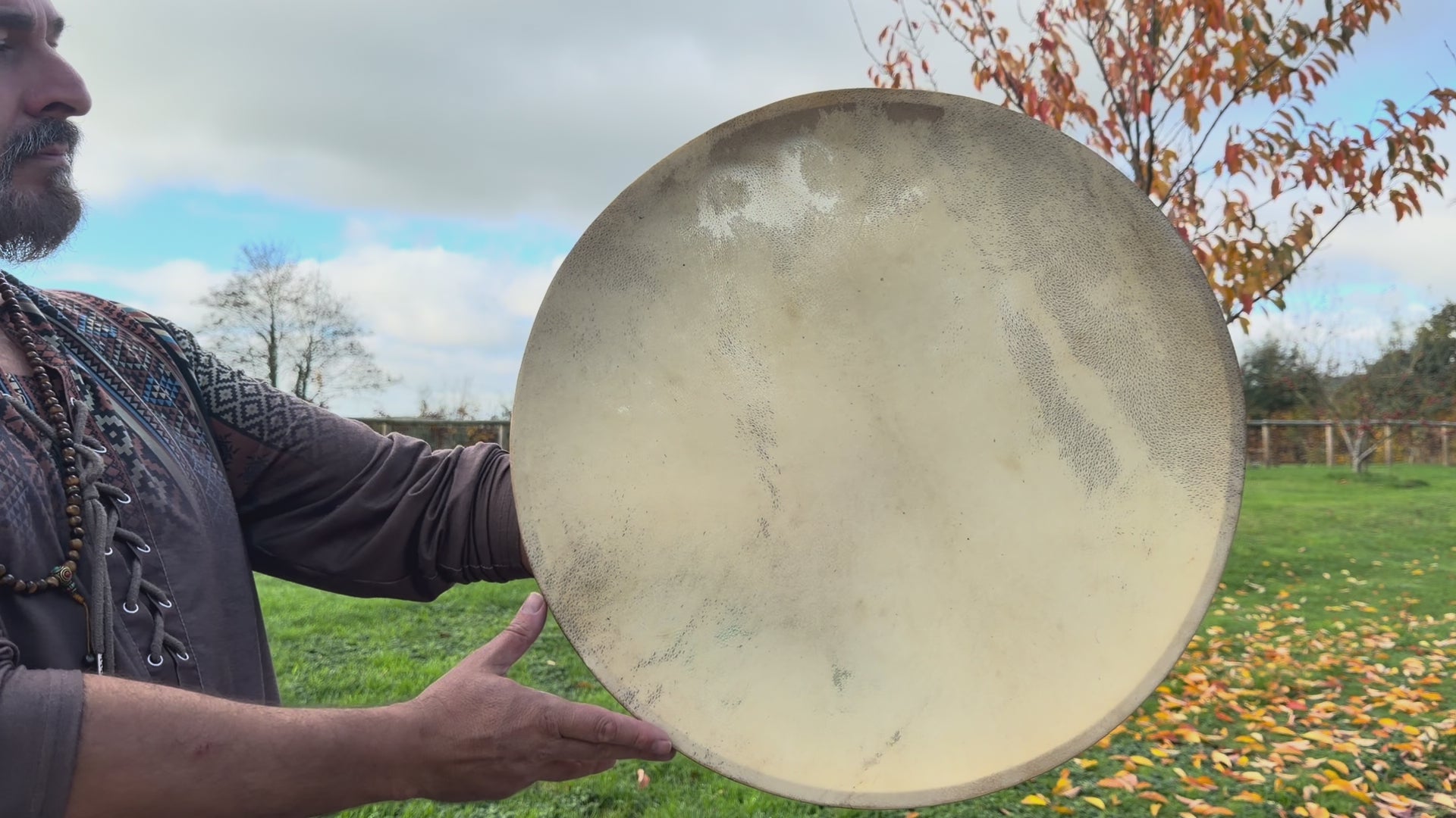 22" Buffalo Shamanic Drum Five Way Cross