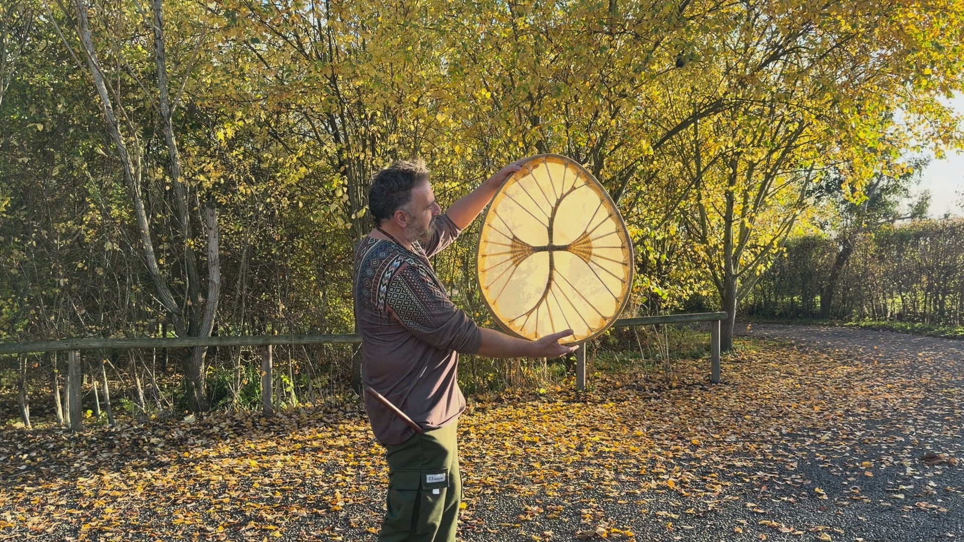 28" Oval Buffalo Shamanic Drum Two Way Spiral