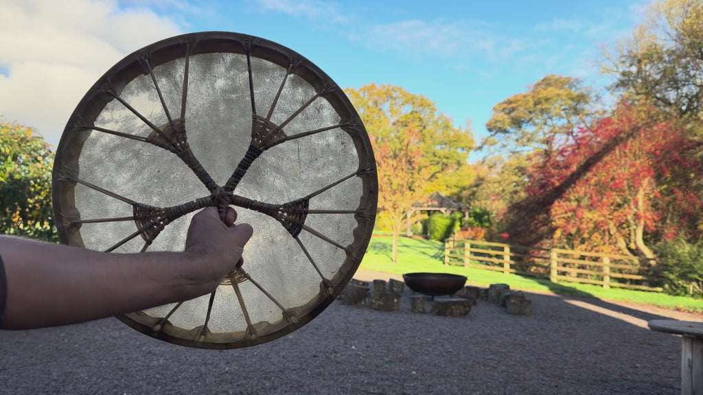 18" Buffalo Shamanic Drum Five Way Cross