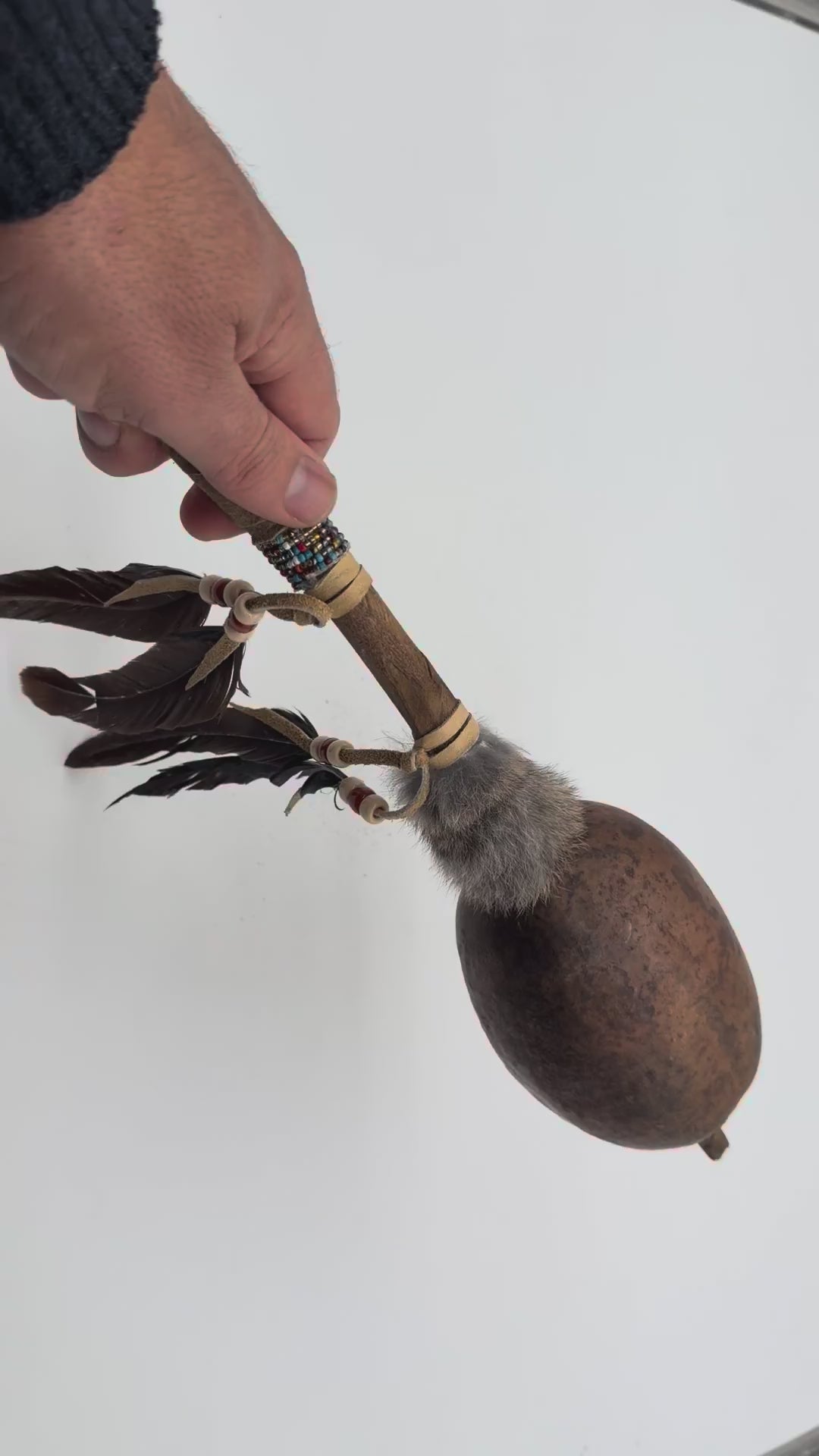 Mexican Unpainted Gourde OVAL Shamanic Rattle