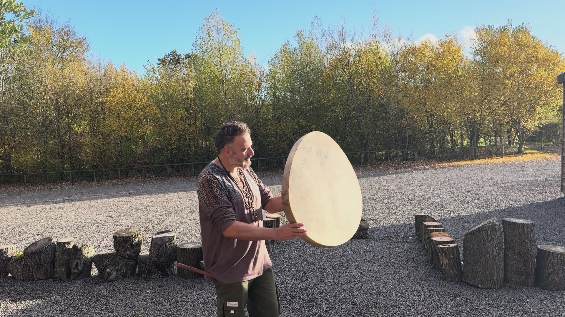 28" Oval Buffalo Shamanic Drum Hybrid Spiral
