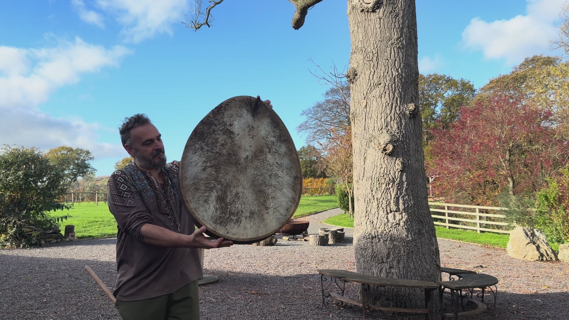28" Oval Buffalo Shamanic Drum Dancing Lady