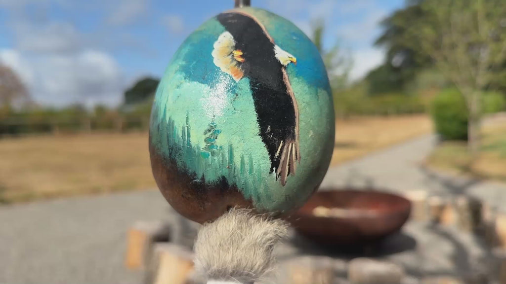 Mexican Hand Painted CONDOR IN FLIGHT Shamanic Gourde Rattle